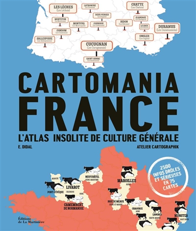 Cartomania France : l'atlas insolite de culture générale : 2.500 infos drôles et sérieuses en 75 cartes